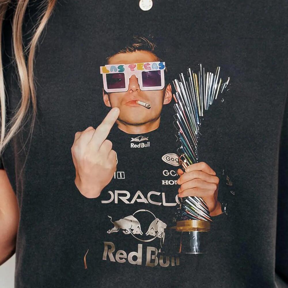 Max Verstappen Middle Finger Las Vegas Gp Shirt Retro Distressed Graphic Tee